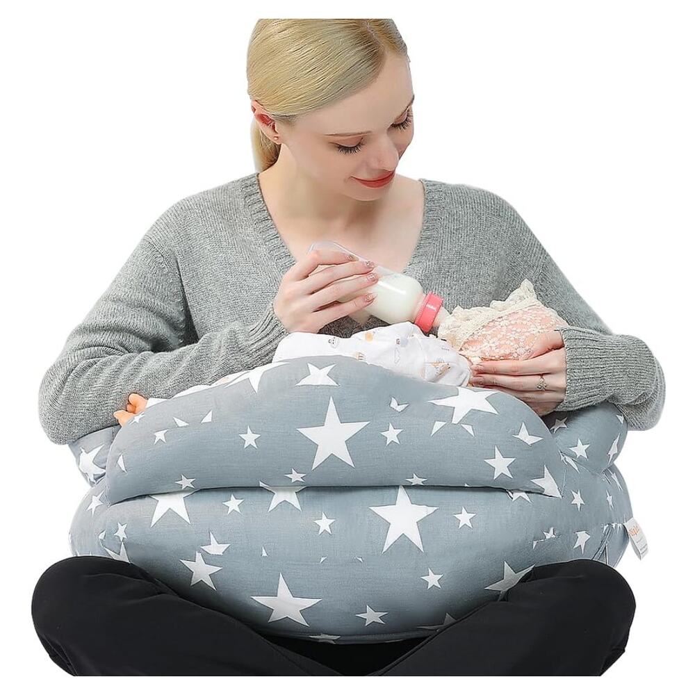 Adjustable Nursing Pillow for Breastfeeding & Bottle Feeding w/ Removable Cover